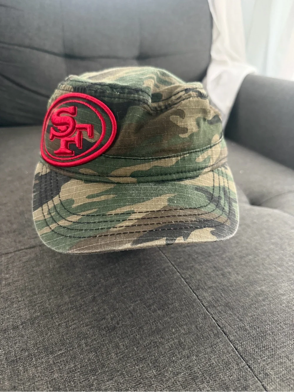 New Era 49ers Camouflage Cap with Red SF Patch